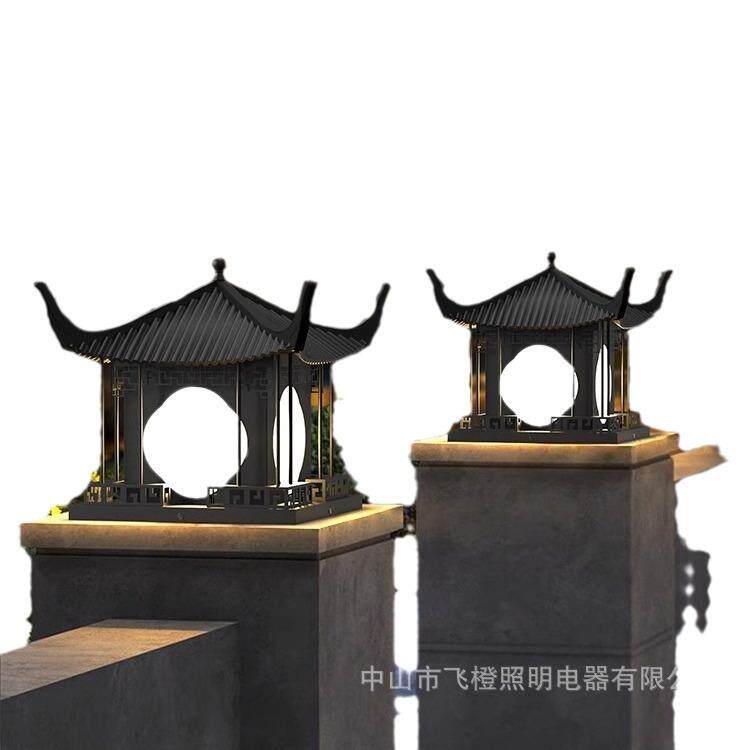 新中式柱头灯景观庭院灯护栏围墙门柱灯户外防水太阳能太阳能节能