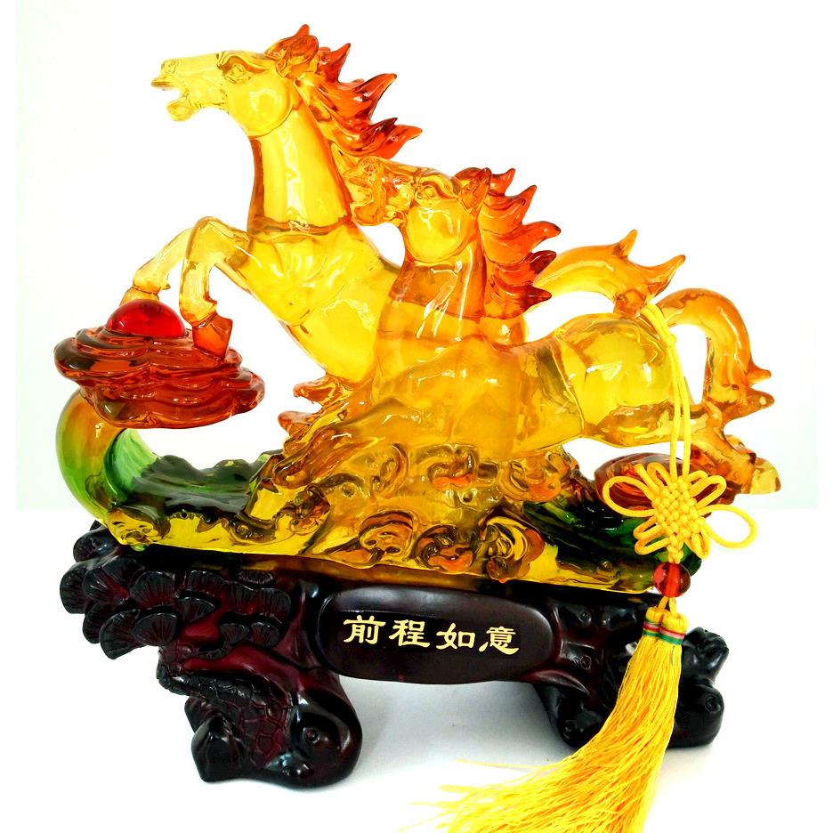 树脂仿玉琉璃招财马摆件办公室桌工艺品摆设家居客厅装饰结婚开业