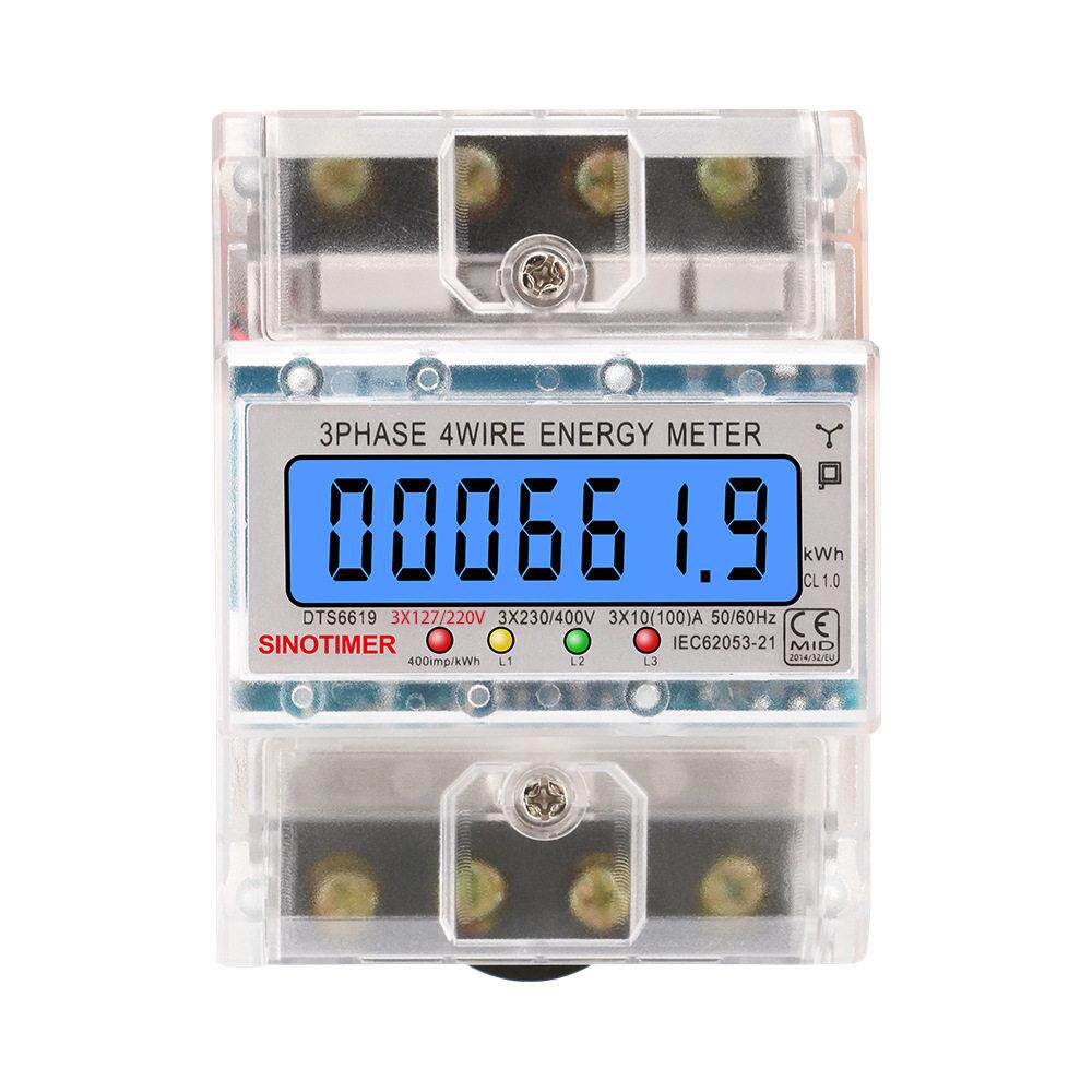 导轨三相背光液晶显示电量kWh家用电度表电能表100A3*127/220VAC
