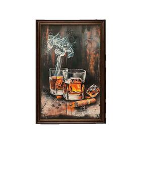 欧美复古风威士忌装饰画音乐风西餐厅酒馆端会所包厢雪茄吧挂画