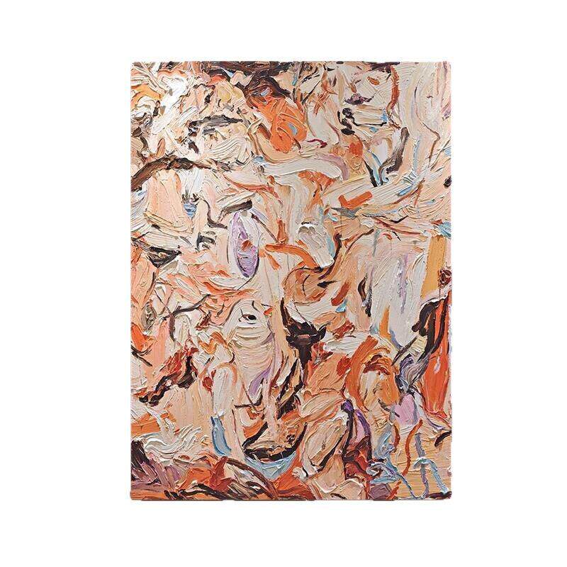 大芬村手绘油画《唤彩》客厅级装饰画玄关暖调沙发抽象肌理挂画