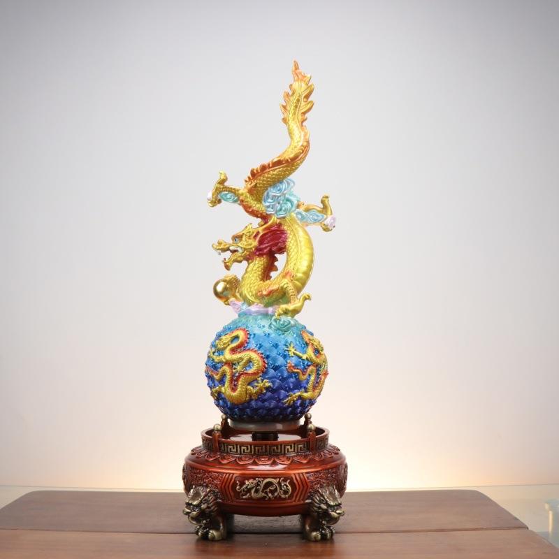 杨铜记龙腾盛世全铜龙摆件地球龙乾坤球龙摆件