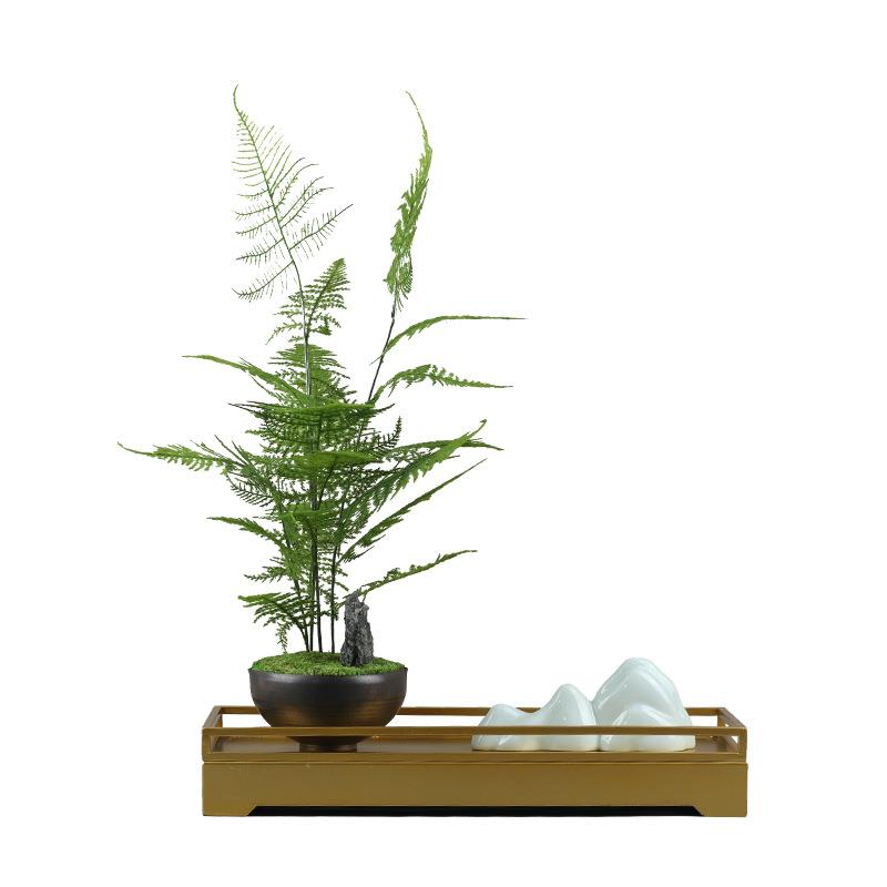 新中式简约仿真文竹工艺品摆件售楼处绿植装饰品会所橱窗柜软装
