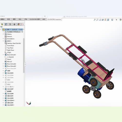 2016-电动爬楼行李架设计-爬楼机小车设计【SW三维+CAD图+说明】