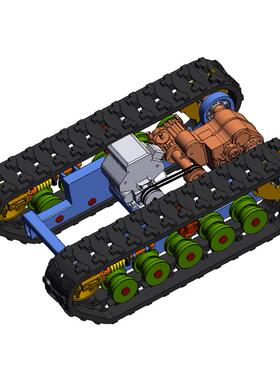 X1836-履带底盘移动小车SolidWorks三维模型SW16版建模设计素材