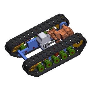X1836 建模设计素材 履带底盘移动小车SolidWorks三维模型SW16版