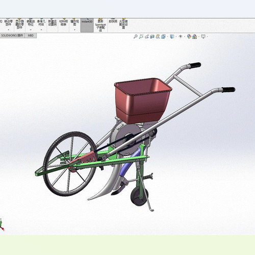 X1774-手推式花生播种机模型设计SW三维图建模solidworks源文件