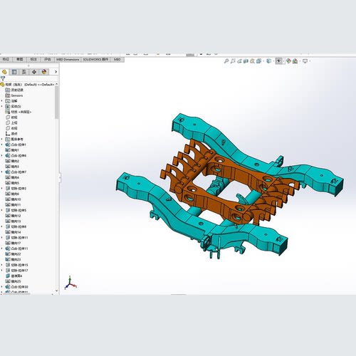 1942-CRH3动车组转向架构架三维模型solidworks建模3D图设计素材
