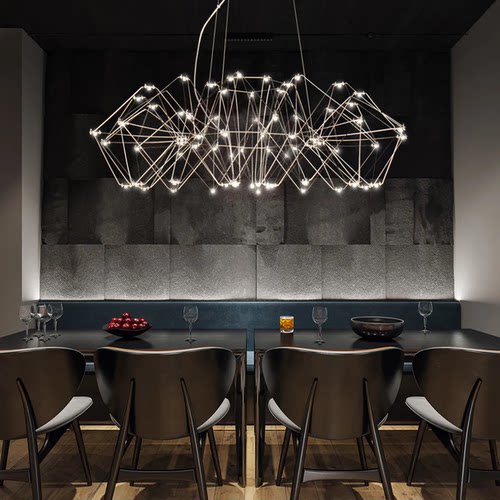 现代简约网红别墅创意餐厅萤火虫满天星光立方艺术宴会厅客厅吊灯