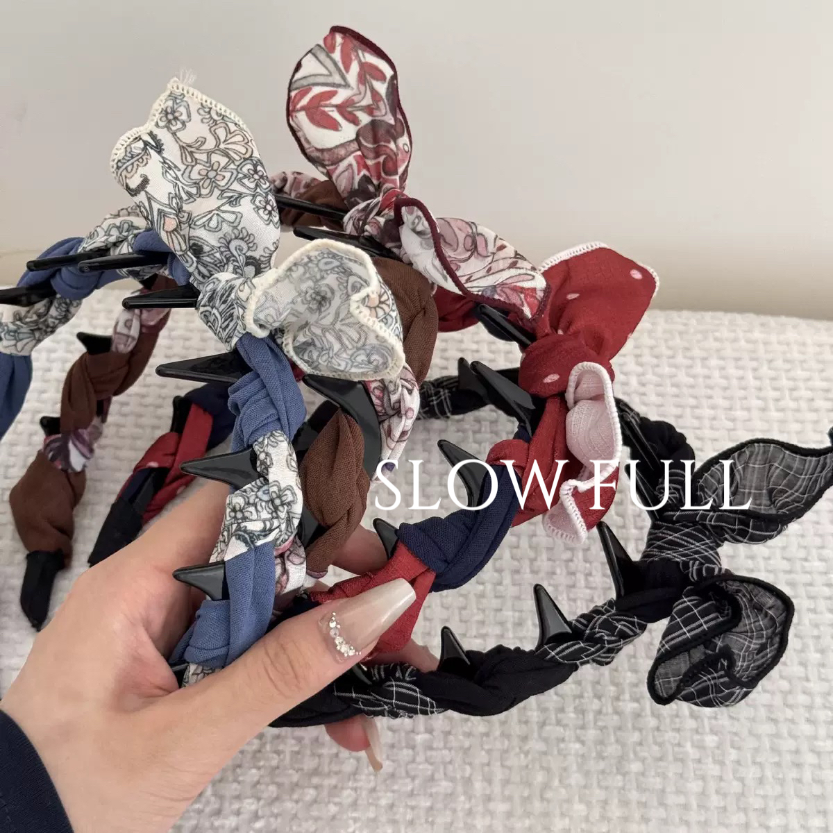 可爱兔耳朵发箍高颅顶头箍蝴蝶结洗脸压发卡带齿整理碎发百搭头饰