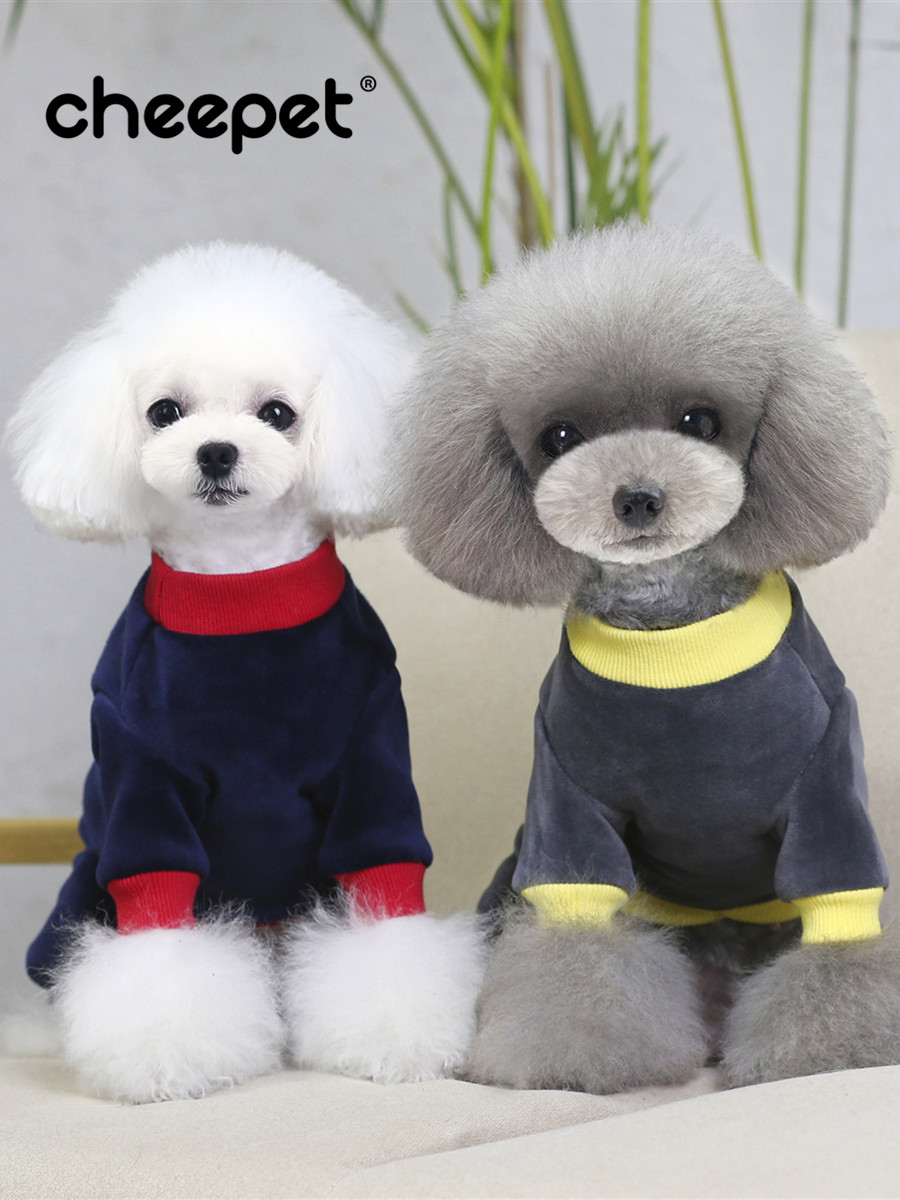 狗狗衣服秋冬银狐绒四脚衣泰迪贵宾比熊博美衣服小型犬狗衣服.