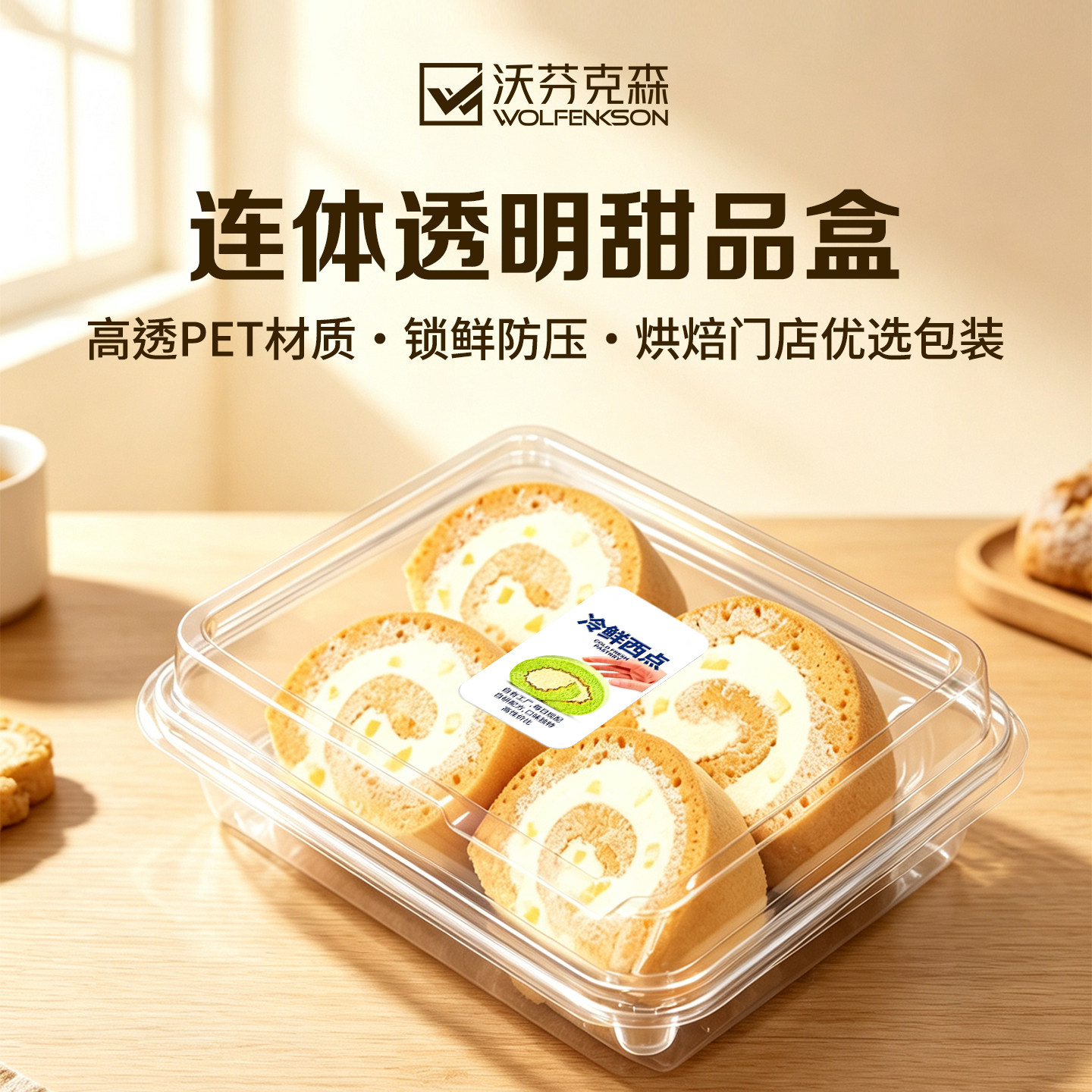 金粒门同款4粒冷鲜西点包装盒女王卷瑞士卷抹茶红丝绒蛋糕卷打包