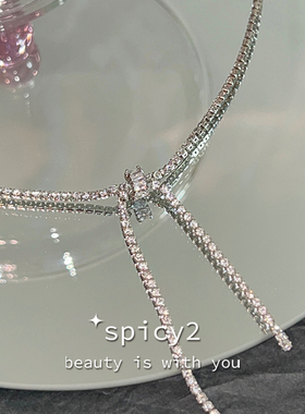 choker流苏派对项链满钻蝴蝶结