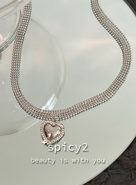 甜酷辣妹爱心水钻choker桃心Y2K