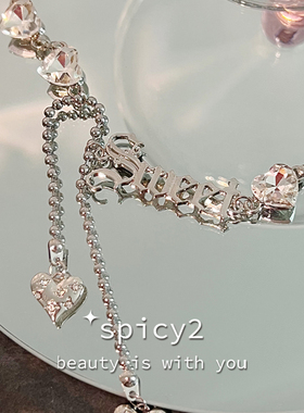 闪钻桃心辣妹Y2K百搭吊坠choker