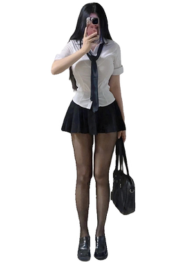大码jk纯欲两件套女收腰衬衫制服
