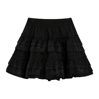 大码黑色蕾丝蛋糕裙蓬蓬短裙女