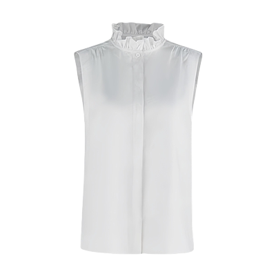 宽松大码木耳边立领无袖衬衫背心