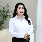 ol工作服正工装 微胖V领职业白衬衫 女秋冬200斤胖mm大码 衬衣打底