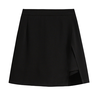 大码黑色不规则西装短裙半身裙裤
