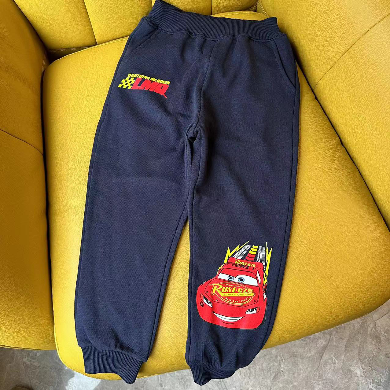 日单外贸儿童汽车麦昆总动员卡通春秋长裤男童时尚纯棉毛圈卫裤