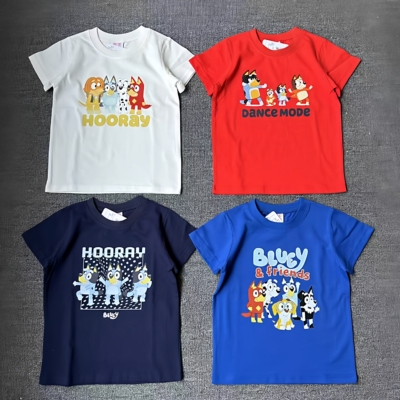 外贸日单B鲁伊狗狗儿童纯棉套头短袖T恤打底衫卡通动漫宾果