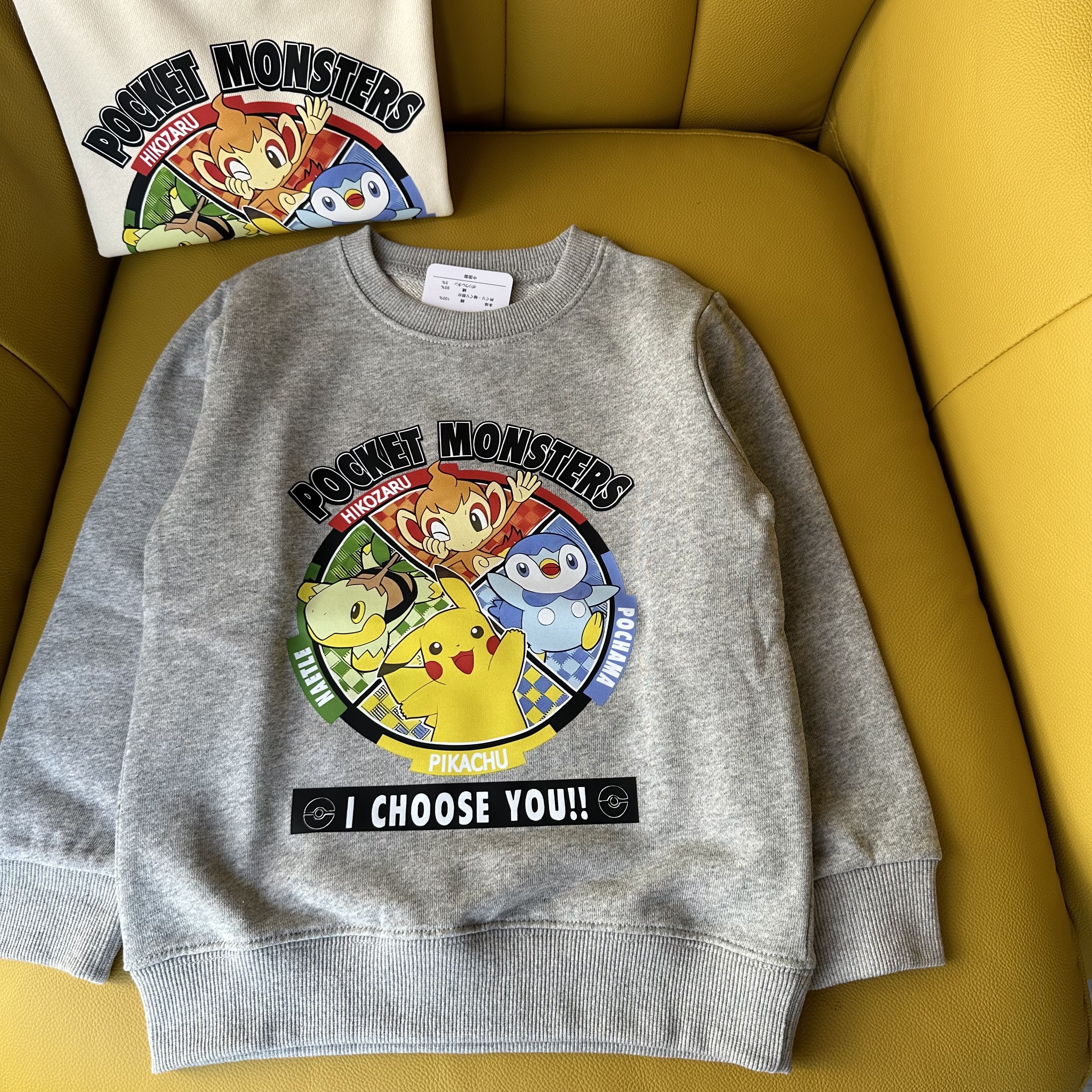 外贸日单皮卡丘宝可梦儿童长袖衫纯棉毛圈套头卫衣卡通动漫