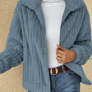 Cardigan Plush Striped Years Short Lapel New Womens