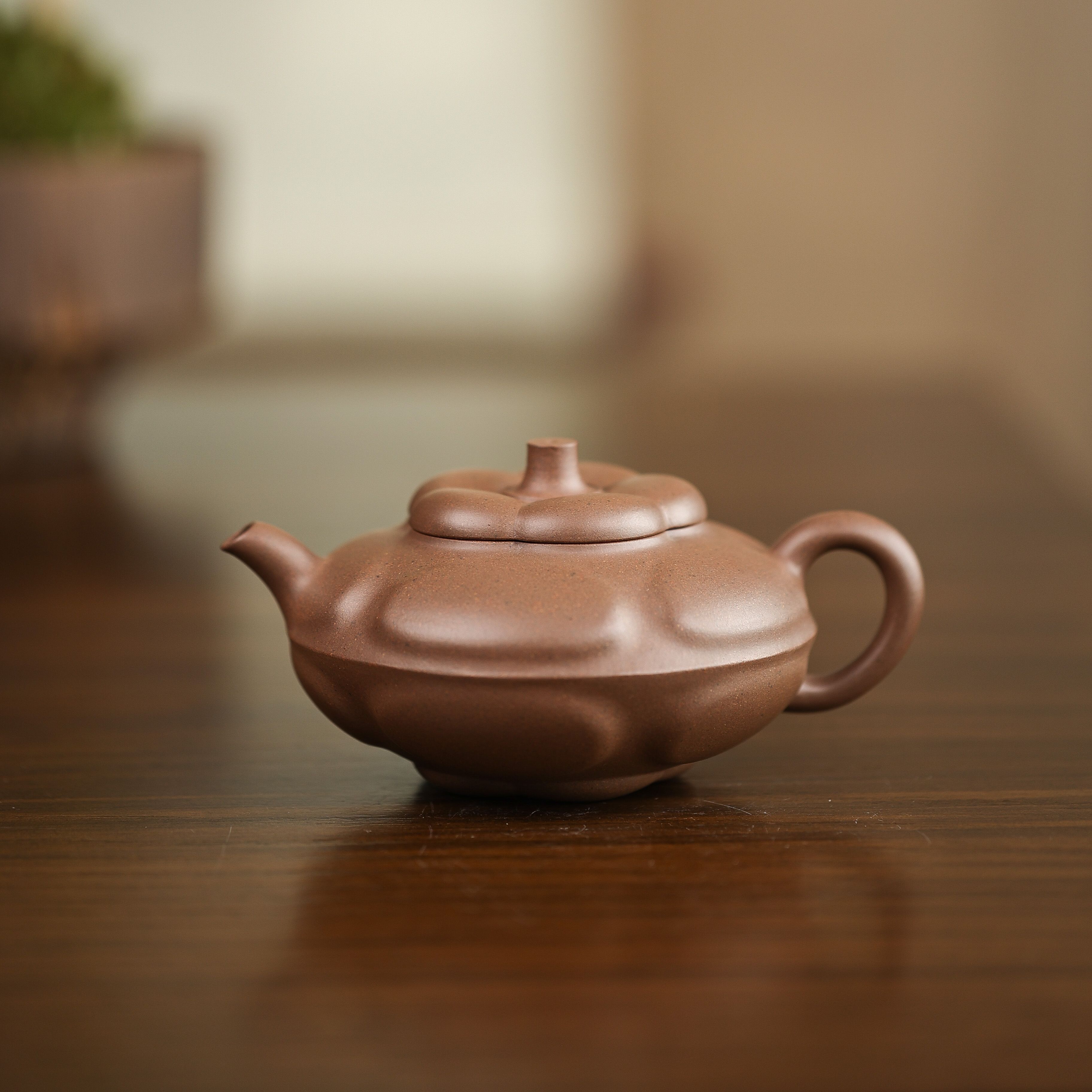 风卷葵壶 葵花瓣造型 段泥 全手工 原矿紫砂壶 花器 大容量 220cc