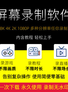 电脑录屏软件windows游戏直播教程录像制作4k/8k高清视频录制工具