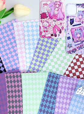 咕卡贴纸手机背卡背景少女风牛仔暗黑漫画页带背胶手机壳贴纸装饰