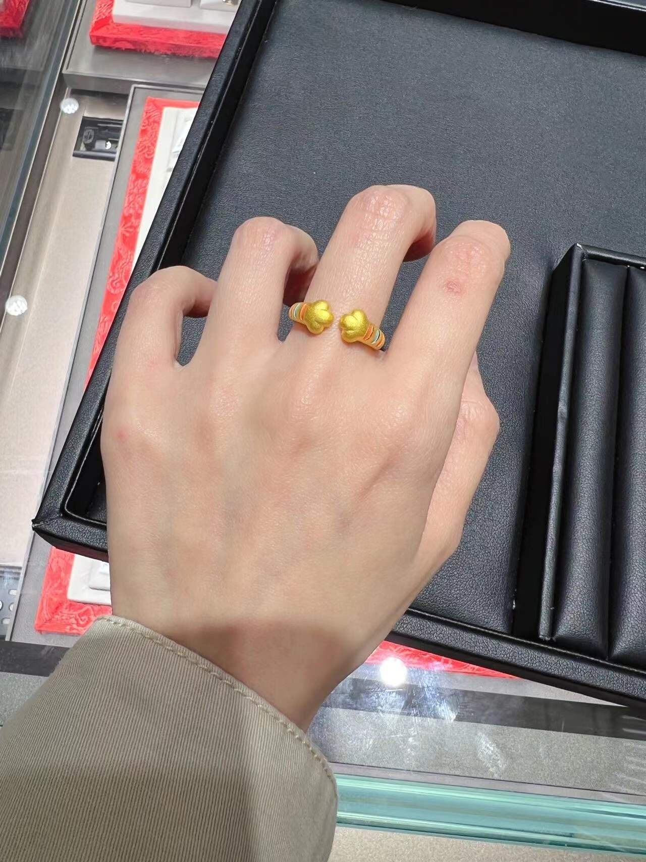 2022新款本命年生肖虎戒指黄金小老虎戒指女情侣对戒送女友包邮