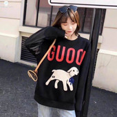 圆领卫衣纯棉小羊刺绣镶钻上衣宽松休闲毛圈卫衣外套女潮 新品