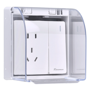 明装斜五孔插座自粘防水盒加高错位漏电保护器防溅盒卫生间防水罩