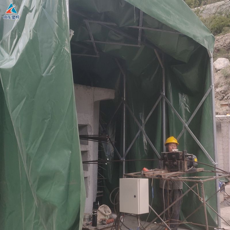 桥梁保温蒸汽养生棚 工厂过道防雨电动伸缩蓬 推拉棉被篷