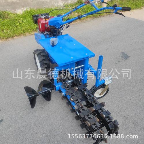 双链条小型手扶式开槽机 手推20宽挖沟自走式电缆开沟机