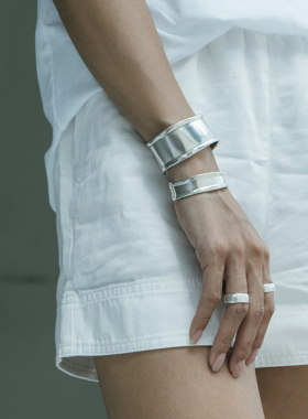 进化论/EnSage 官方授权设计师品牌纯银手工手镯素面宽手镯