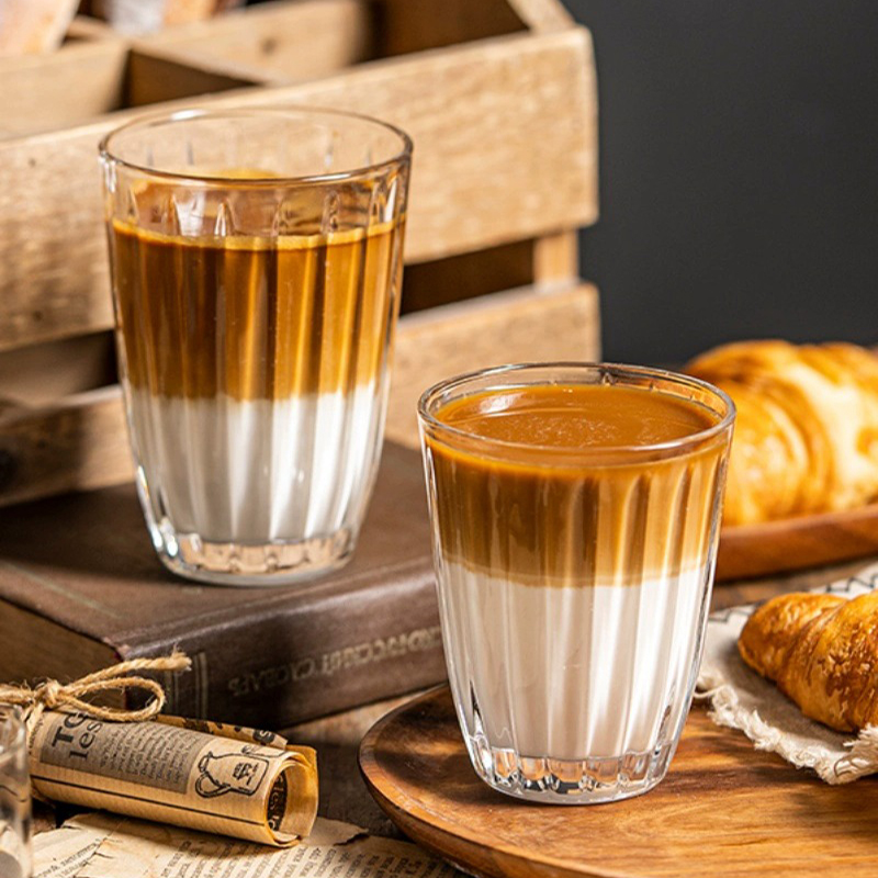 复古条纹澳白杯Dirty美式咖啡杯