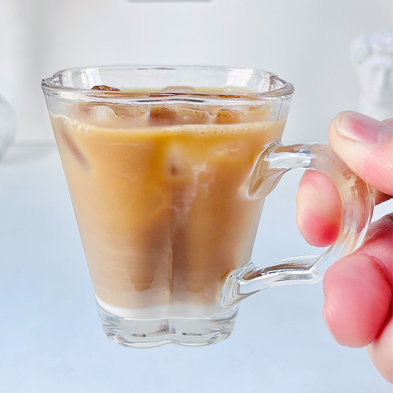 玻璃ins风四叶草把手杯