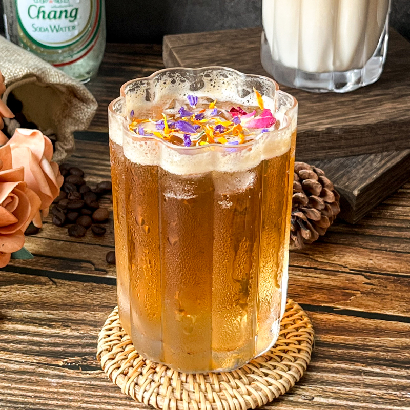 高颜值花边水晶玻璃杯美式咖啡杯