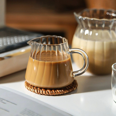 条纹奶壶浓缩咖啡玻璃鹰嘴小奶盅