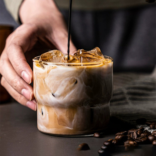 Dirty咖啡杯可叠玻璃杯耐高温ins高颜值杯子澳白拿铁冰美式咖啡杯