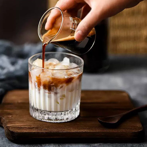 ins冰美式奶茶咖啡杯条纹玻璃杯