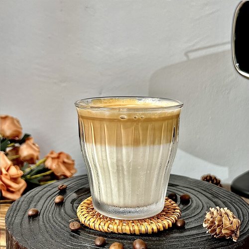 玻璃咖啡杯麦穗条纹设计
