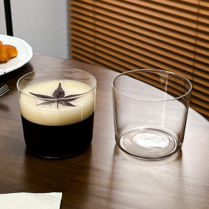 拿铁杯简约茶杯鸡尾酒杯冷饮杯子ins风阔口玻璃咖啡杯轻薄冰美式