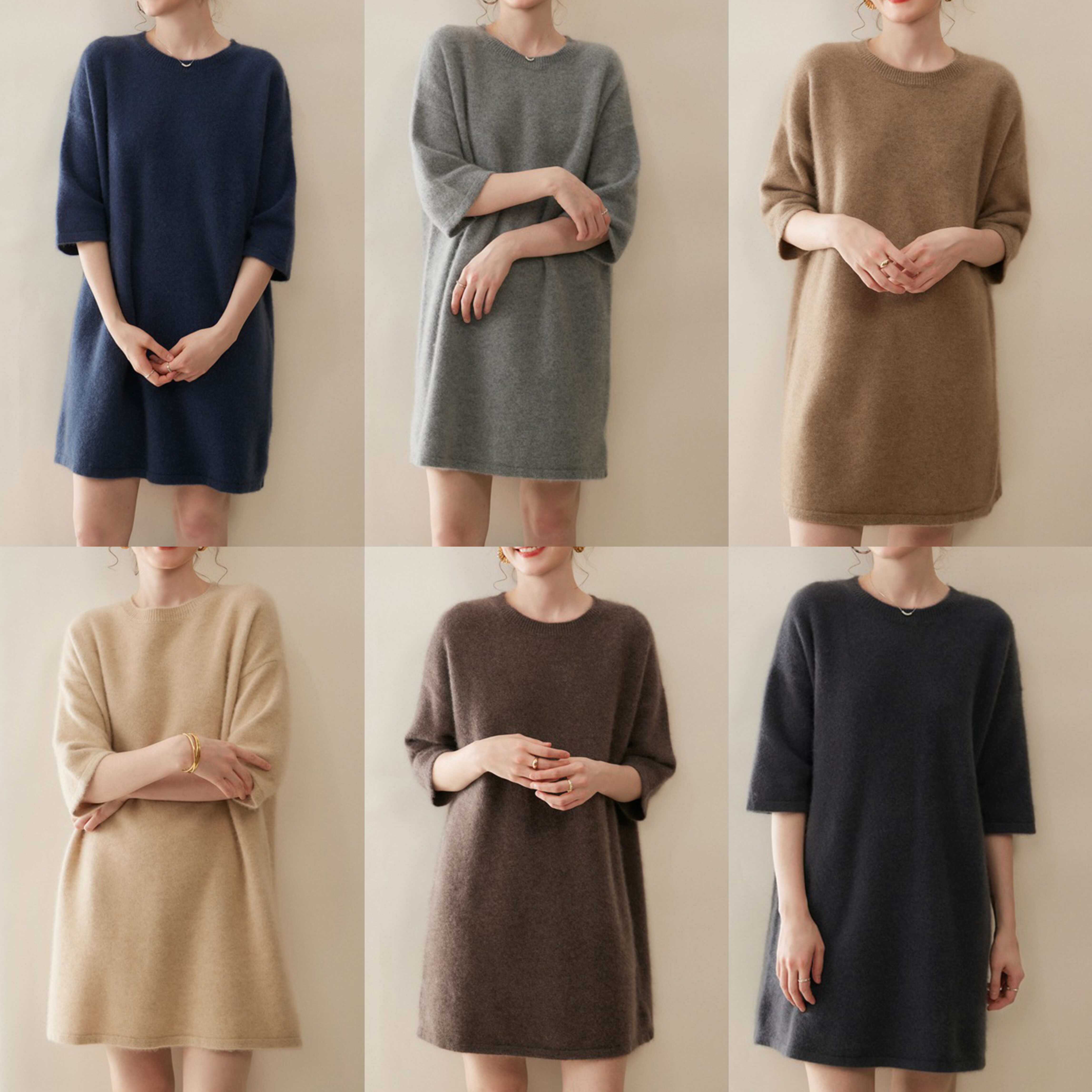 轻柔软糯baby100%小山羊绒针织女圆领宽松毛衣五分袖中长款打底衫,女装/女士精品,羊绒衫,淘宝优惠券,粉丝福利购,淘宝优惠卷