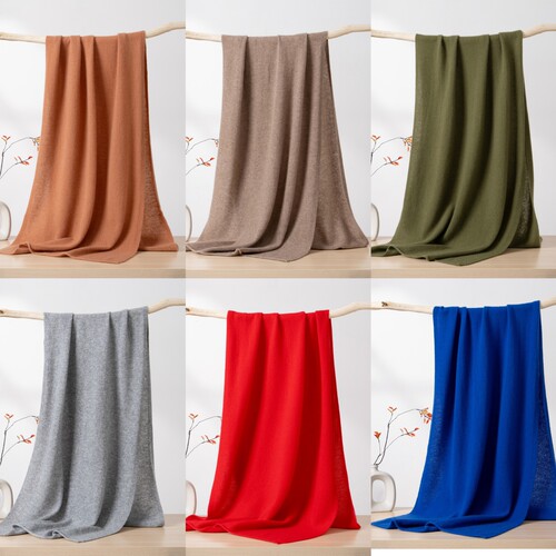 pure cashmere 100%纯山羊绒围巾女秋冬百搭针织 长方形披肩两用