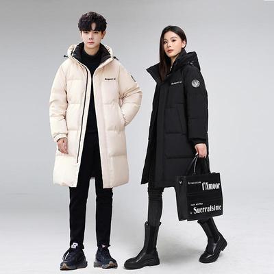 2025冬装情侣装羽绒服男女同款中长款青年加厚大码白鸭绒冬季外套
