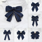 银行领结领花女职业邮储柜员衬衫 工作蓝色领饰上班头花女网兜套装