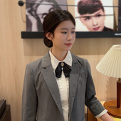 领结女秋冬头花套装 护士银行职业餐饮上班发网2026年新款 领花网兜